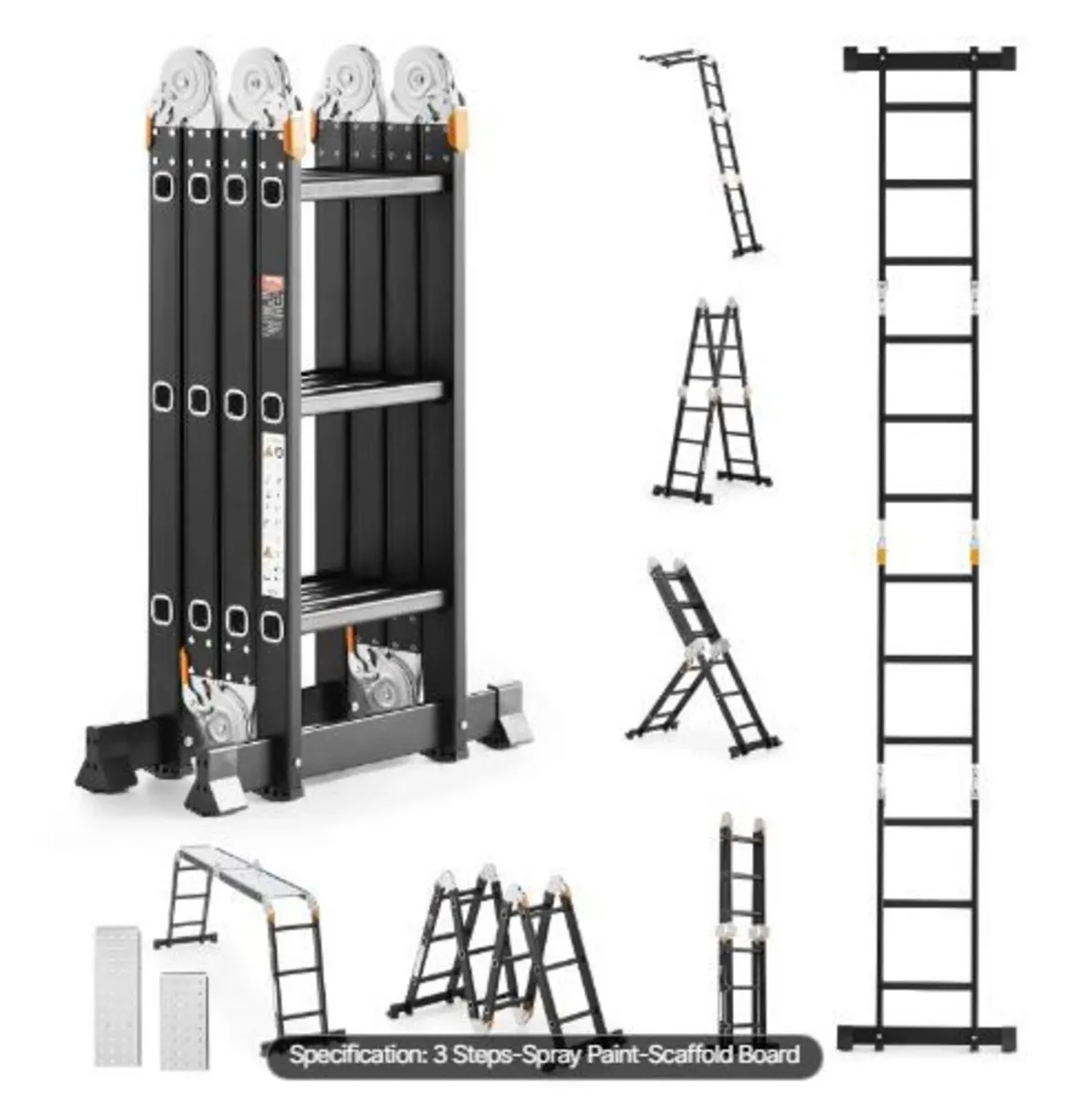 Multi-Purpose Folding Ladder, 7-in-1 Tall Extensio - Image 3