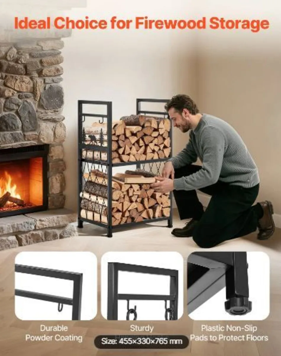 Indoor Firewood Rack, 45.5cm 2-Tier - Image 4