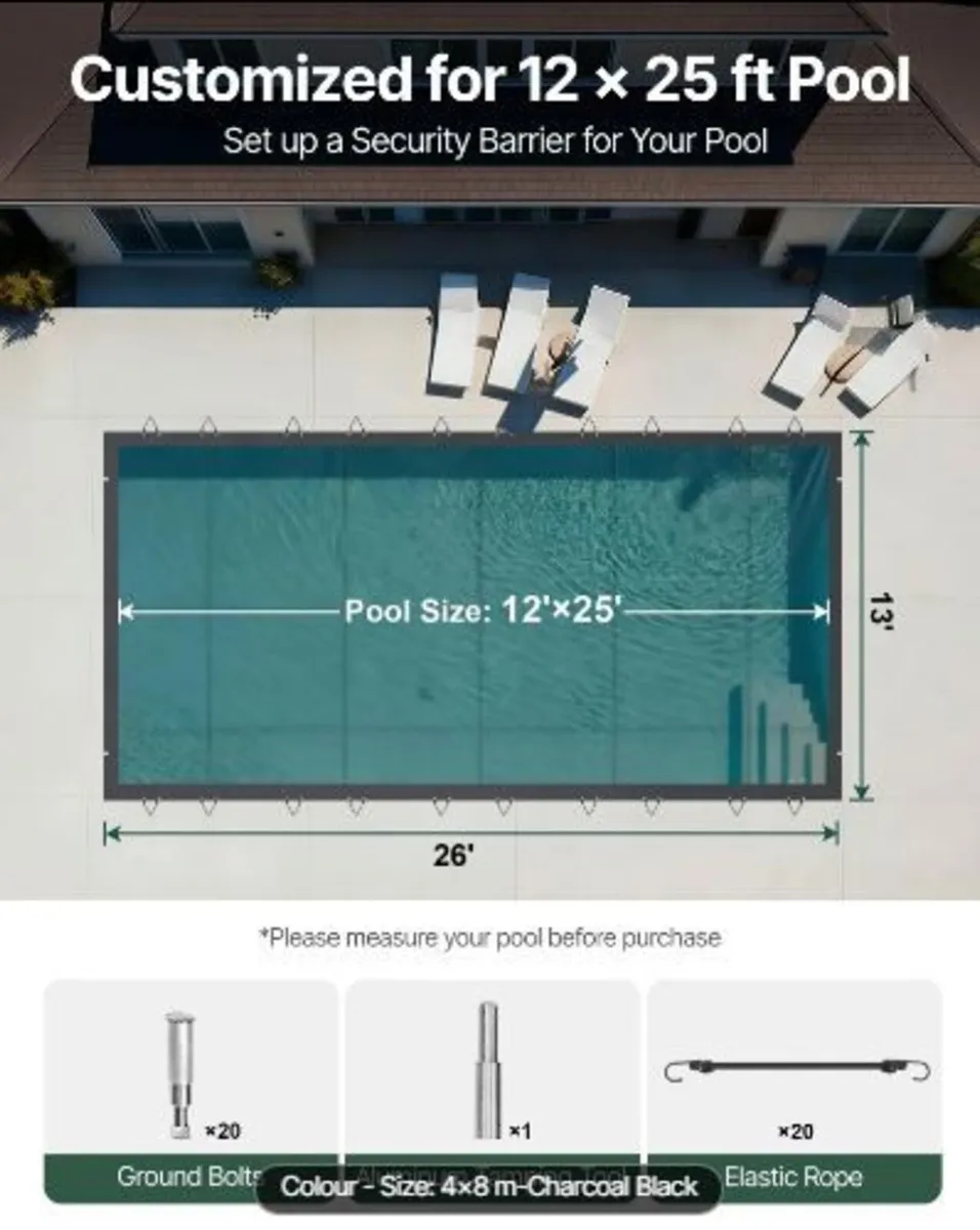 Pool Safety Cover, 4 x8 m In-ground Pool - Image 3