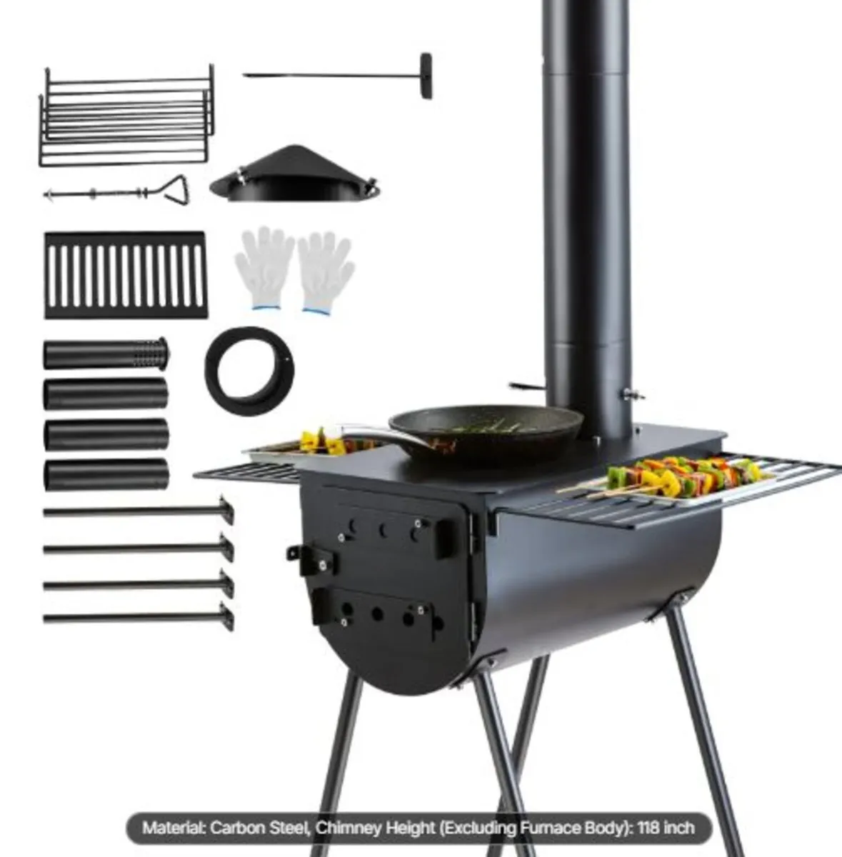 Wood Stove, 3 m, Alloy Steel Camping Tent Stove, - Image 1