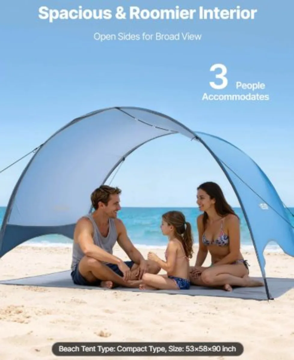 Beach Tent Sun Shelter for 3Person,UPF 50+ Protect - Image 2