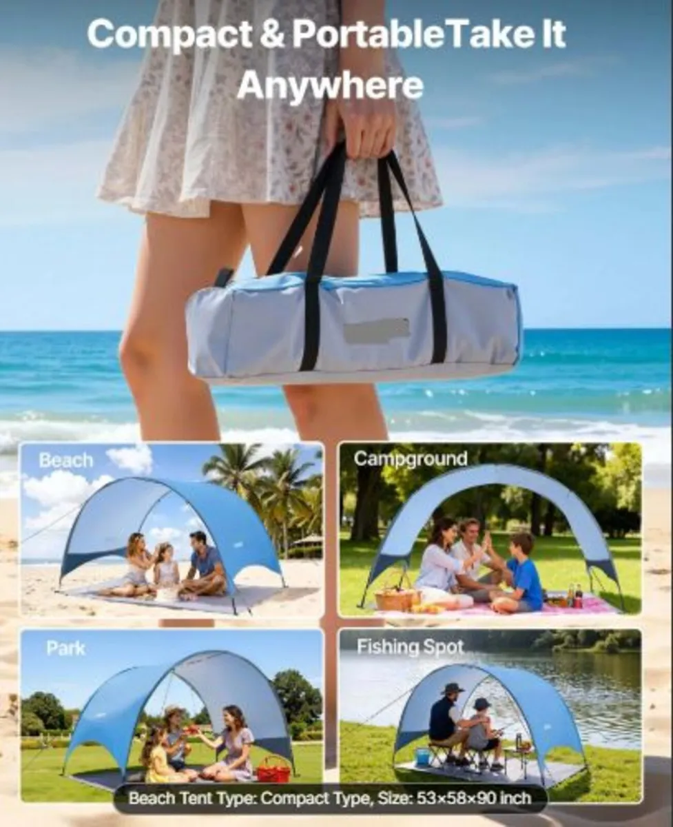 Beach Tent Sun Shelter for 3Person,UPF 50+ Protect - Image 4