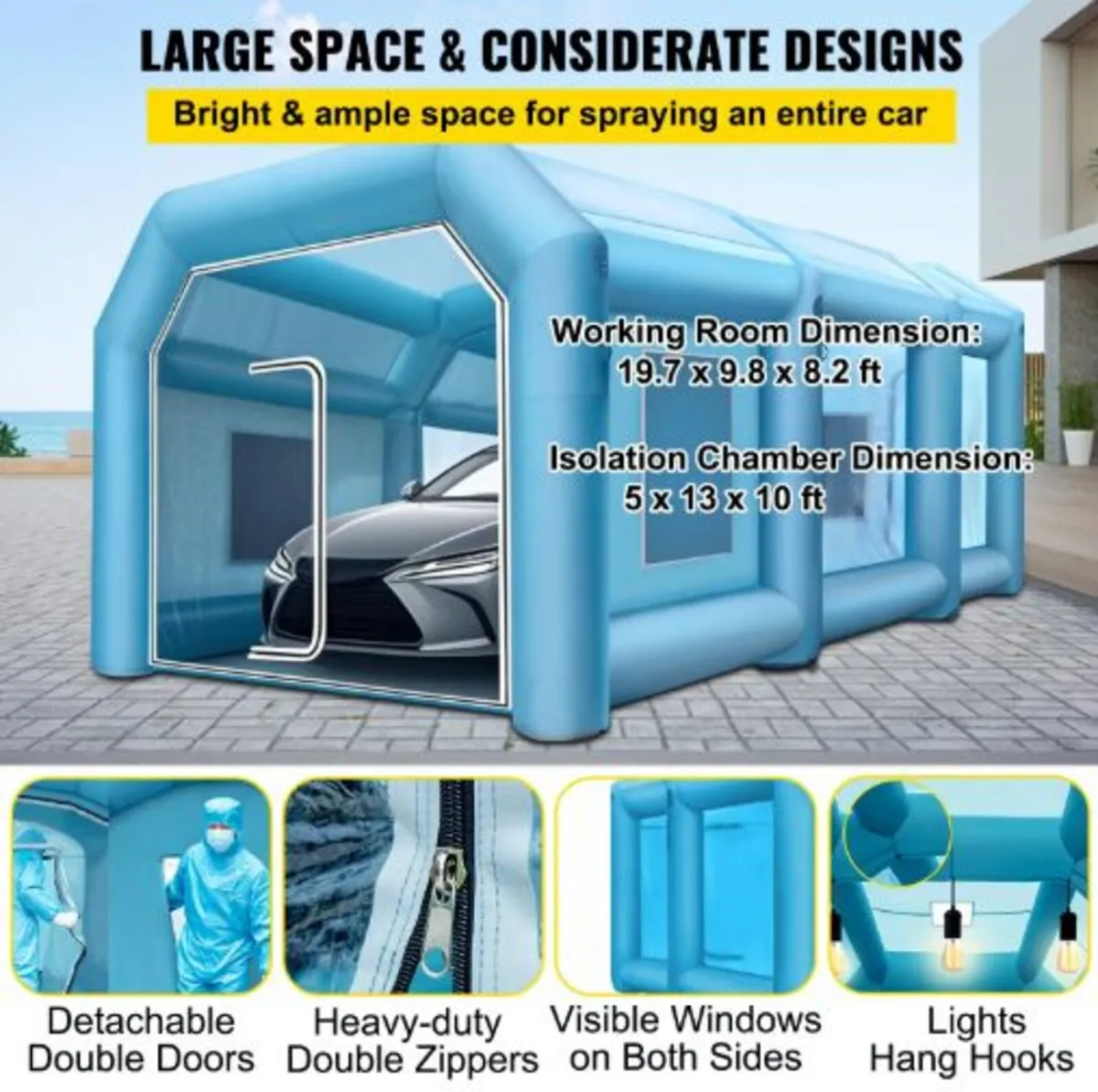 Inflatable Tent, 26x13x10Ft Inflatable Spray Booth - Image 3