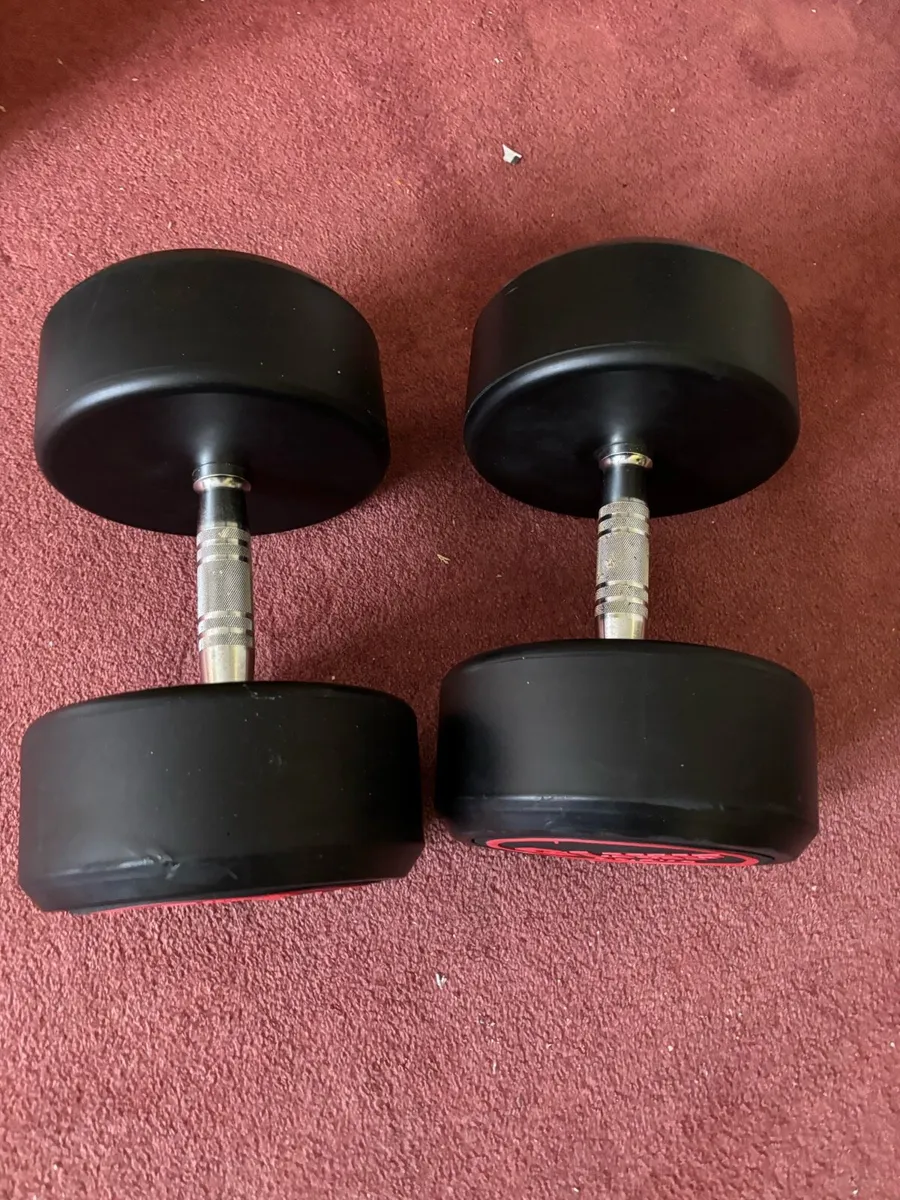 32.5kg USF Round Rubber Dumbell Pair - Image 4