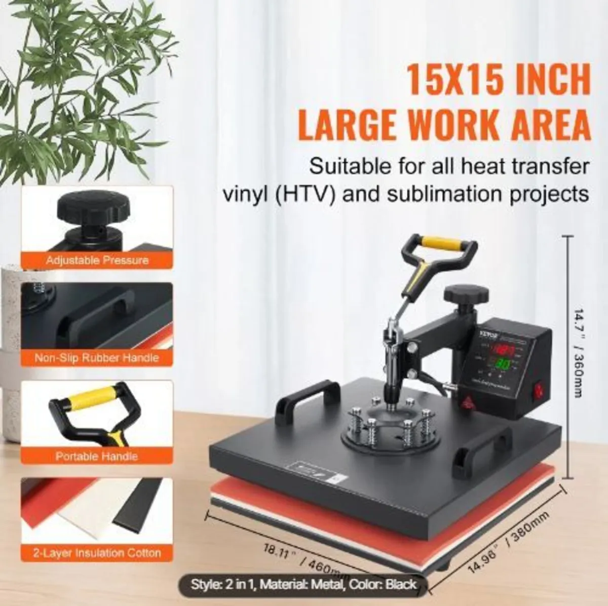 Heat Press Machine, 15x15inch / 38x38cm - Image 3