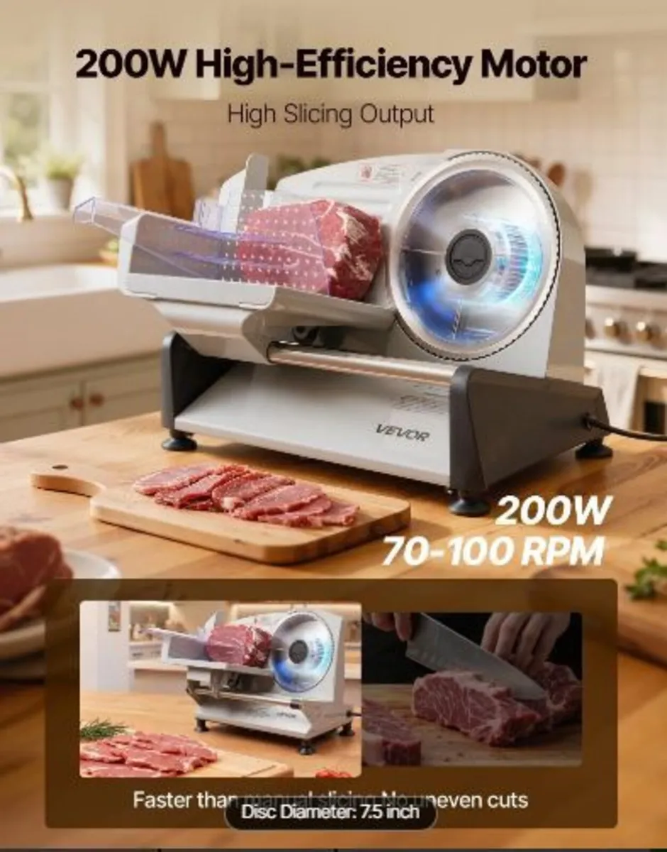 Meat Slicer, 200W Electric Deli Slicer Machine - Image 3