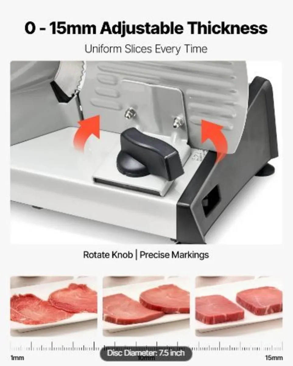 Meat Slicer, 200W Electric Deli Slicer Machine - Image 2