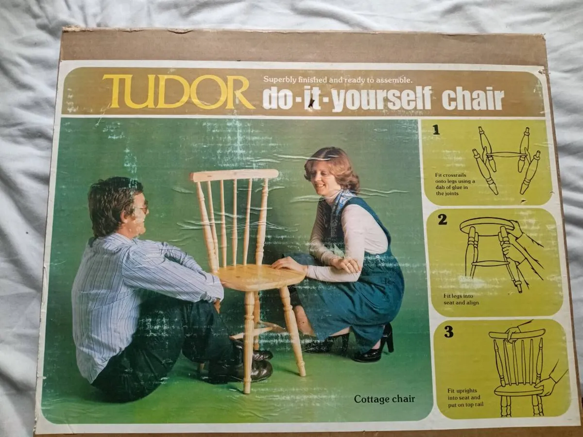 rare tudor diy cottage chairs x2 1970s unopened - Image 4