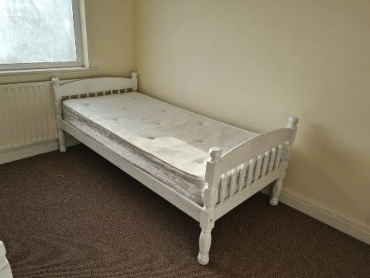 Single Pine bed and mattress