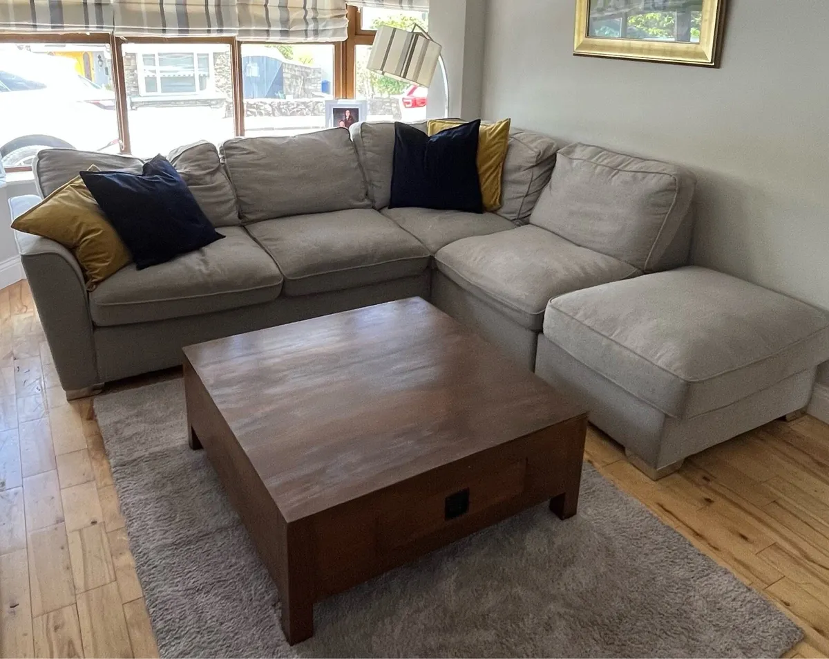 Grey Sectional Sofa with Ottoman - Image 1