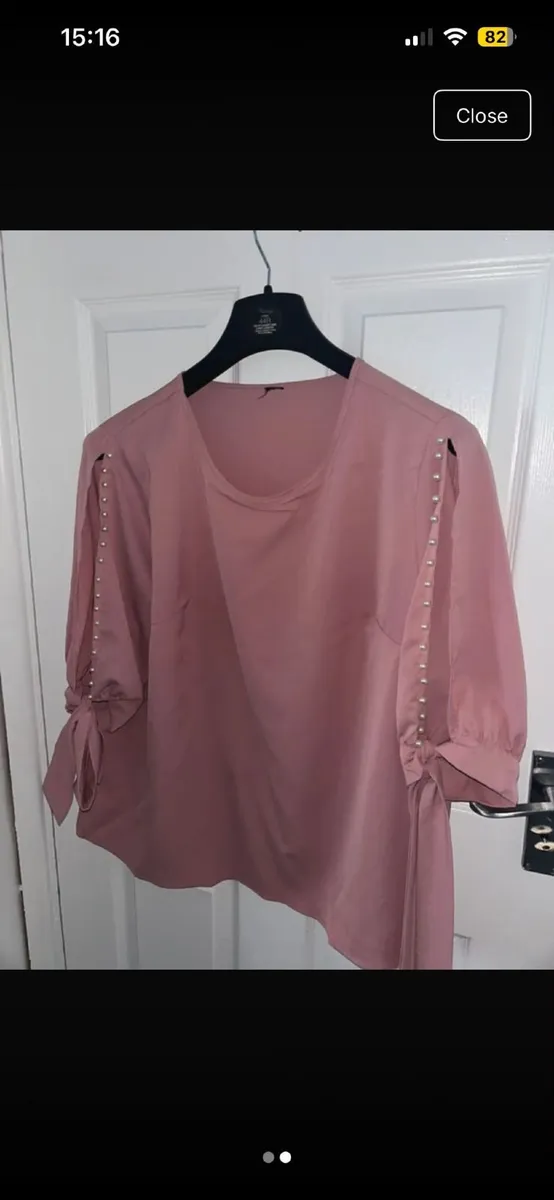 Pink Blouse with Pearls - Image 1