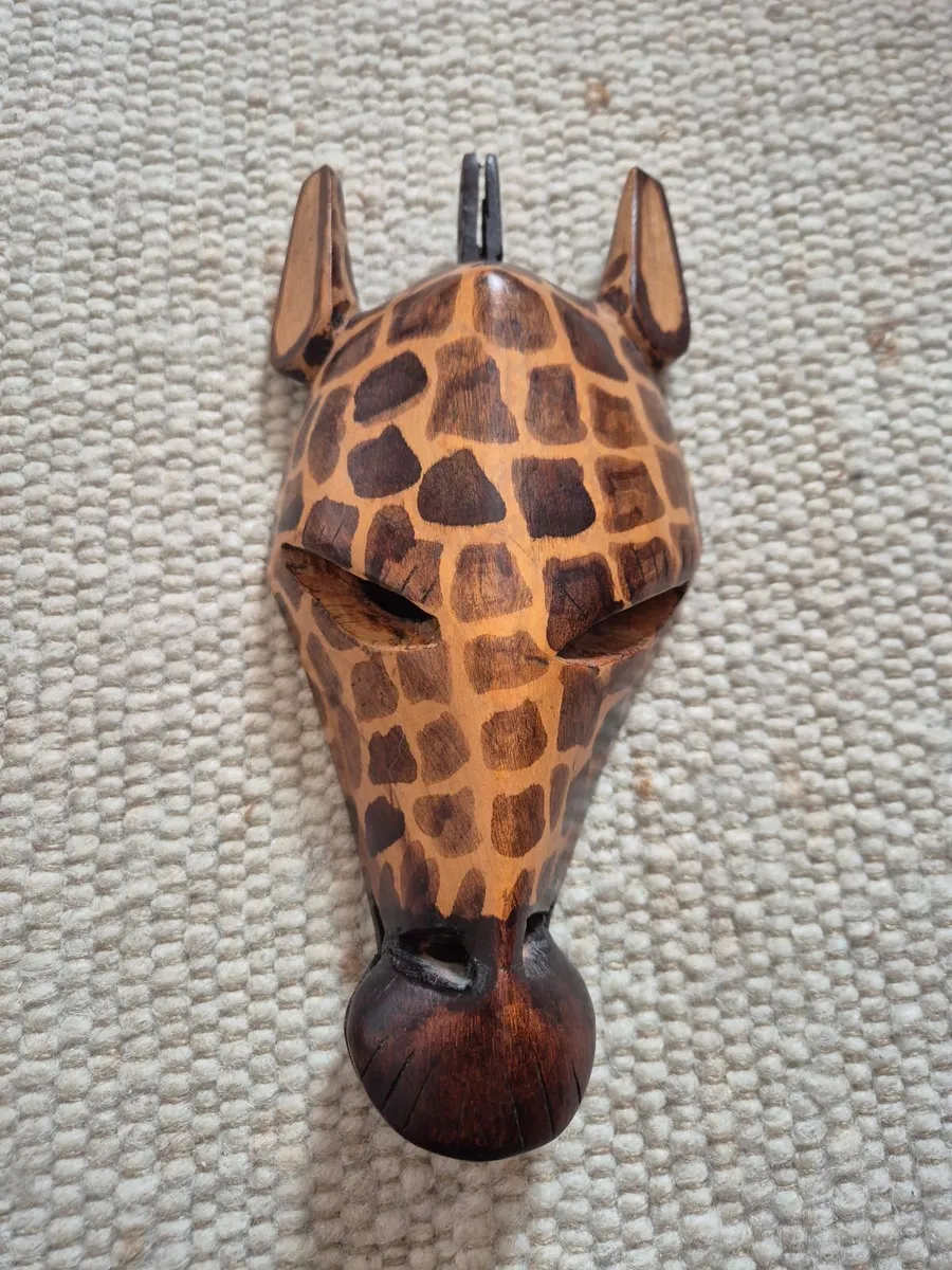 African Mask, hand carved, Giraffe - Image 1