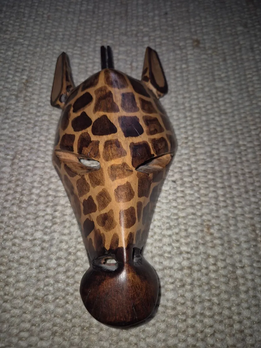 African Mask, hand carved, Giraffe - Image 3