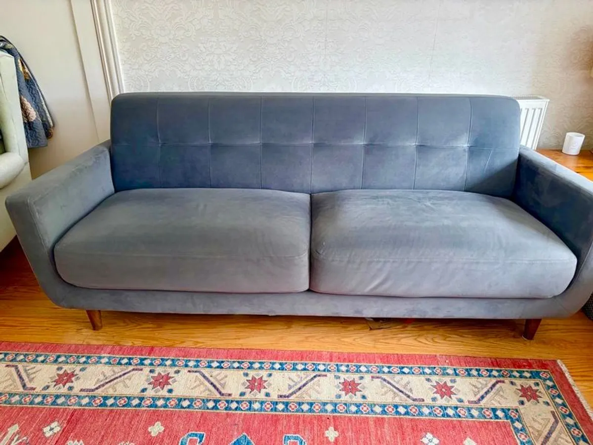 3 seater dark blue/grey sofa - Image 2