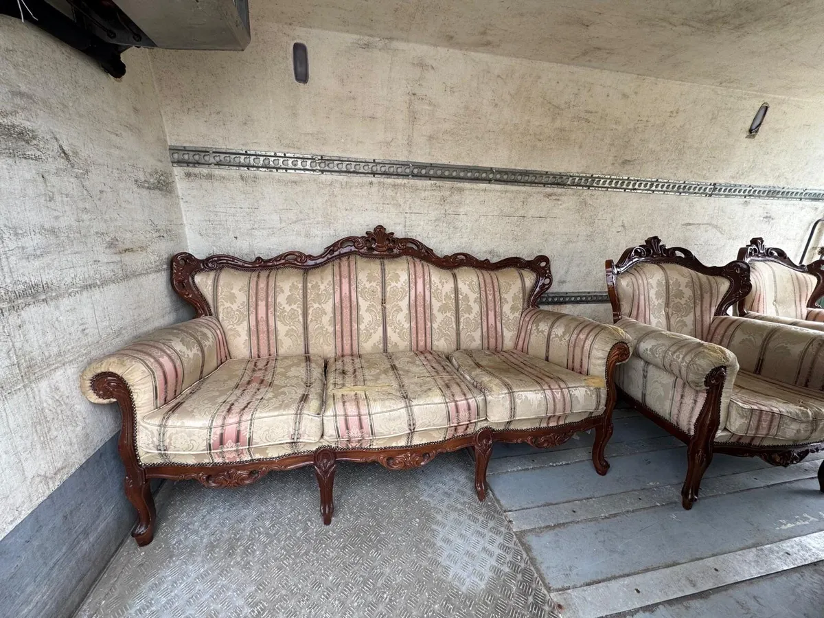 Vintage Carved Wooden Sofa Set - Image 1
