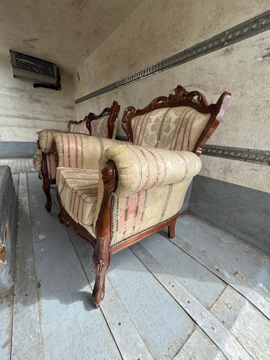Vintage Carved Wooden Sofa Set - Image 3