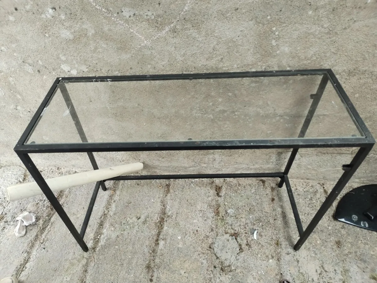Black metal and glass vanity table