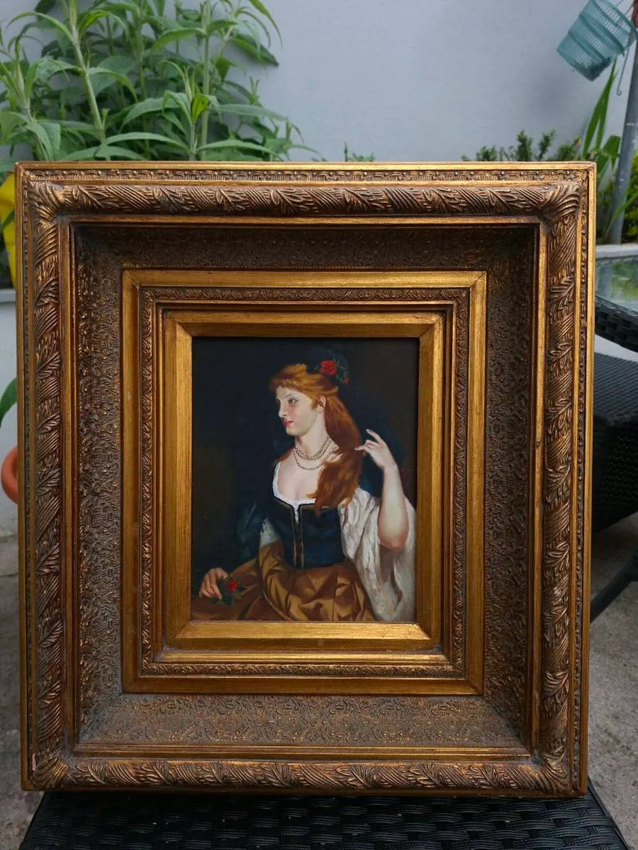 Beautiful Original Antique Portrait Oil Painting - Image 1