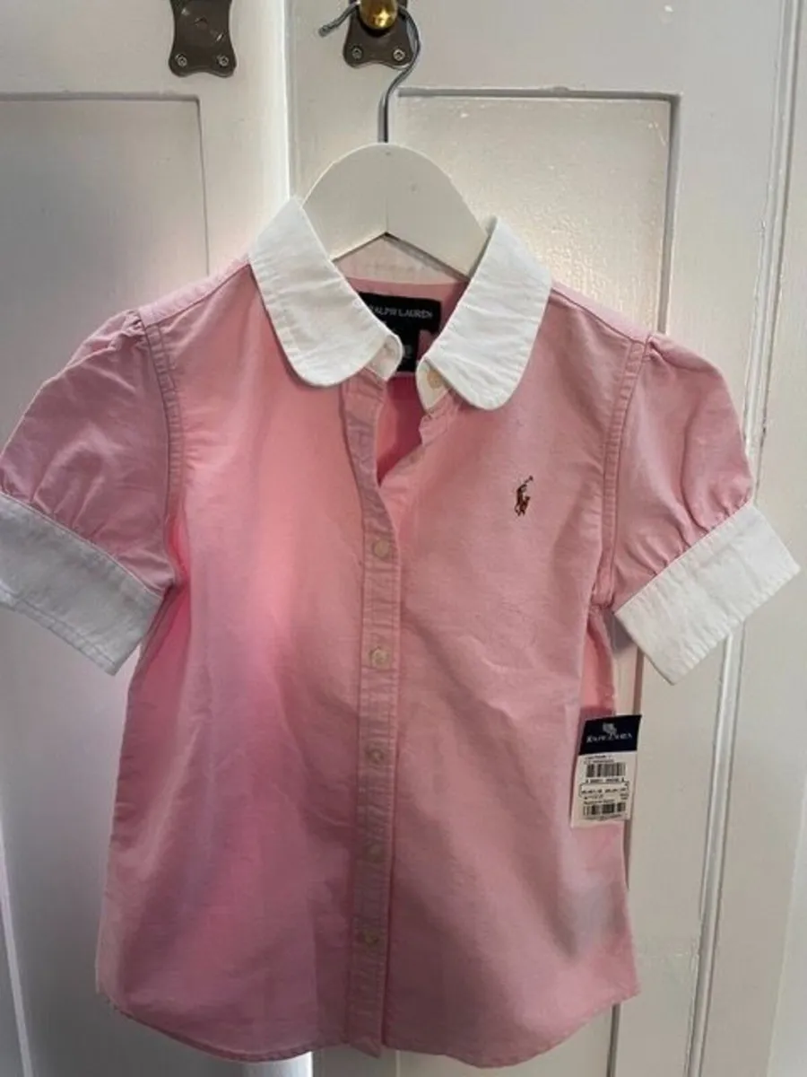Ralph Lauren Pink Cotton Oxford Short-Sleeve Girls - Image 1