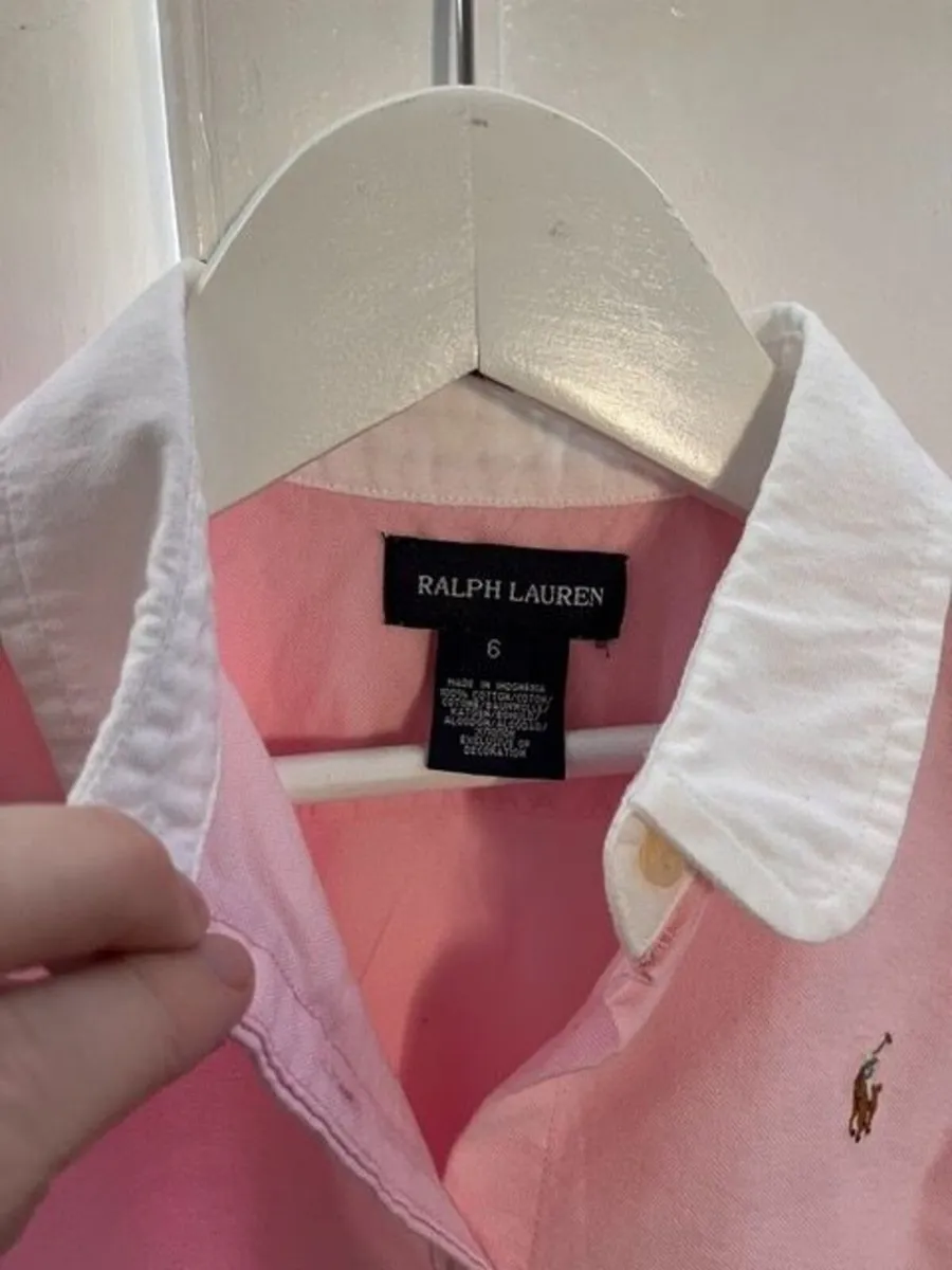 Ralph Lauren Pink Cotton Oxford Short-Sleeve Girls - Image 3