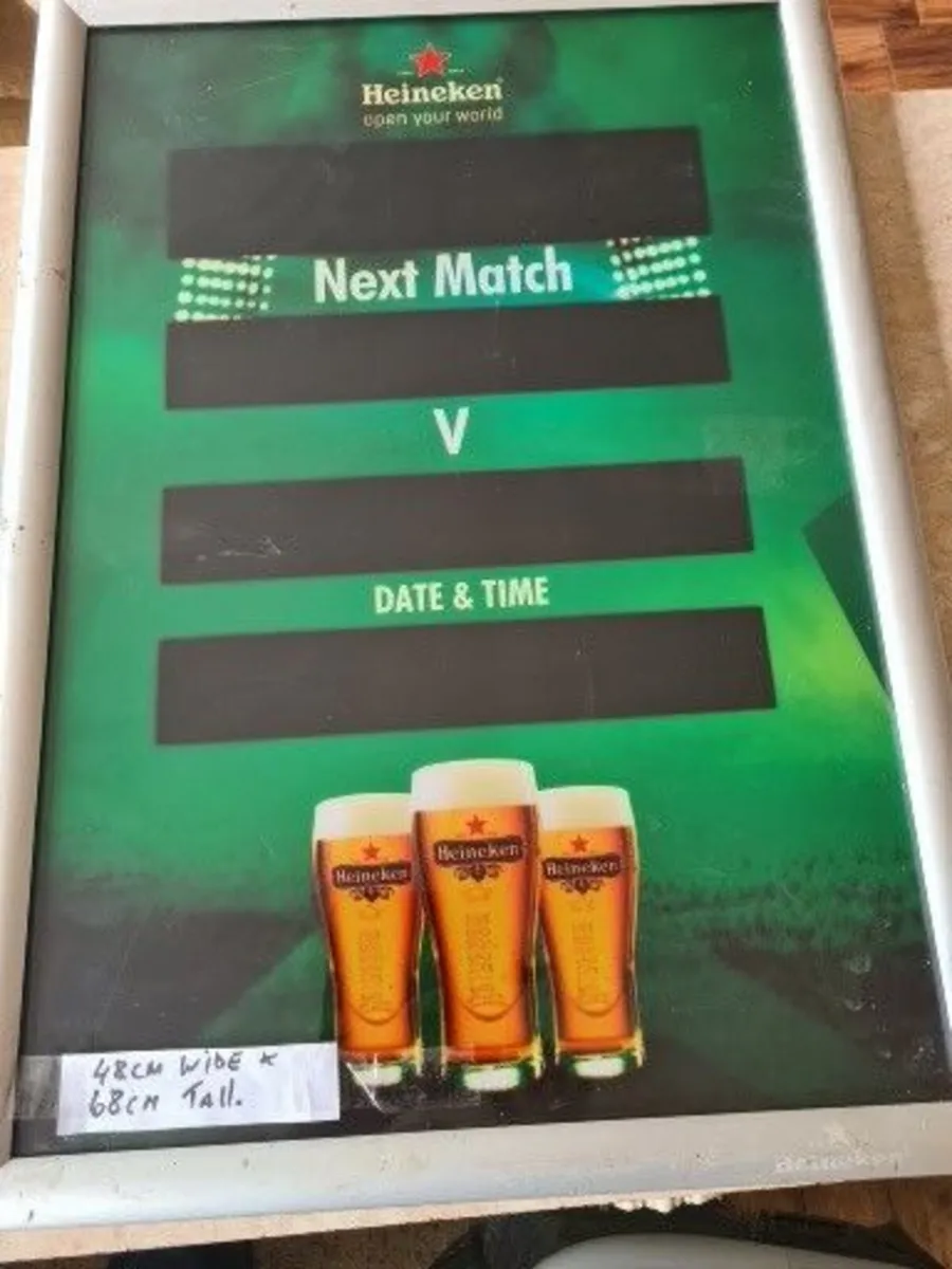 Heineken Match fixture illuminated sign 48cm wide