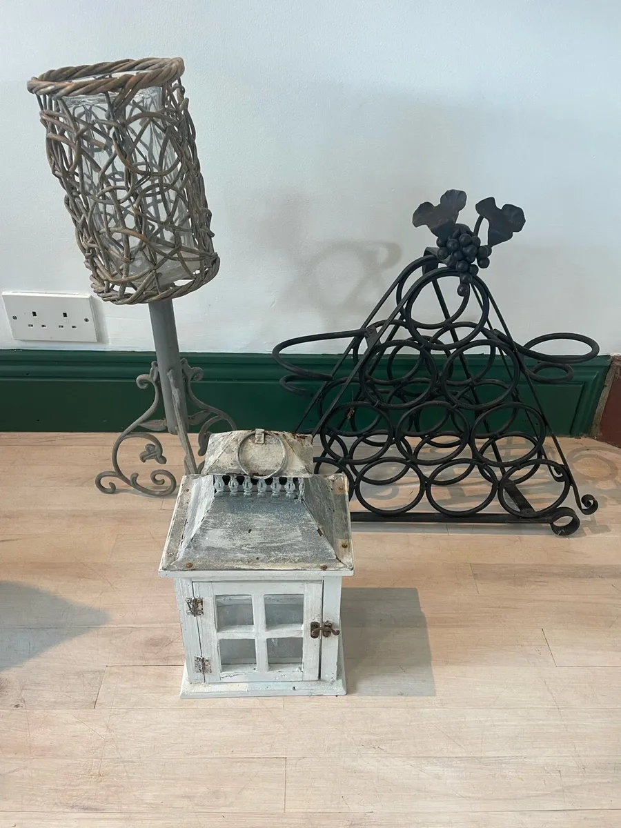 Wine rack, lantern and candle holder - Image 1