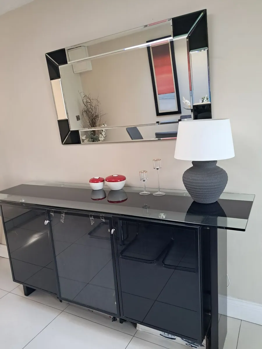Dining table & chairs & sideboard & mirror - Image 1