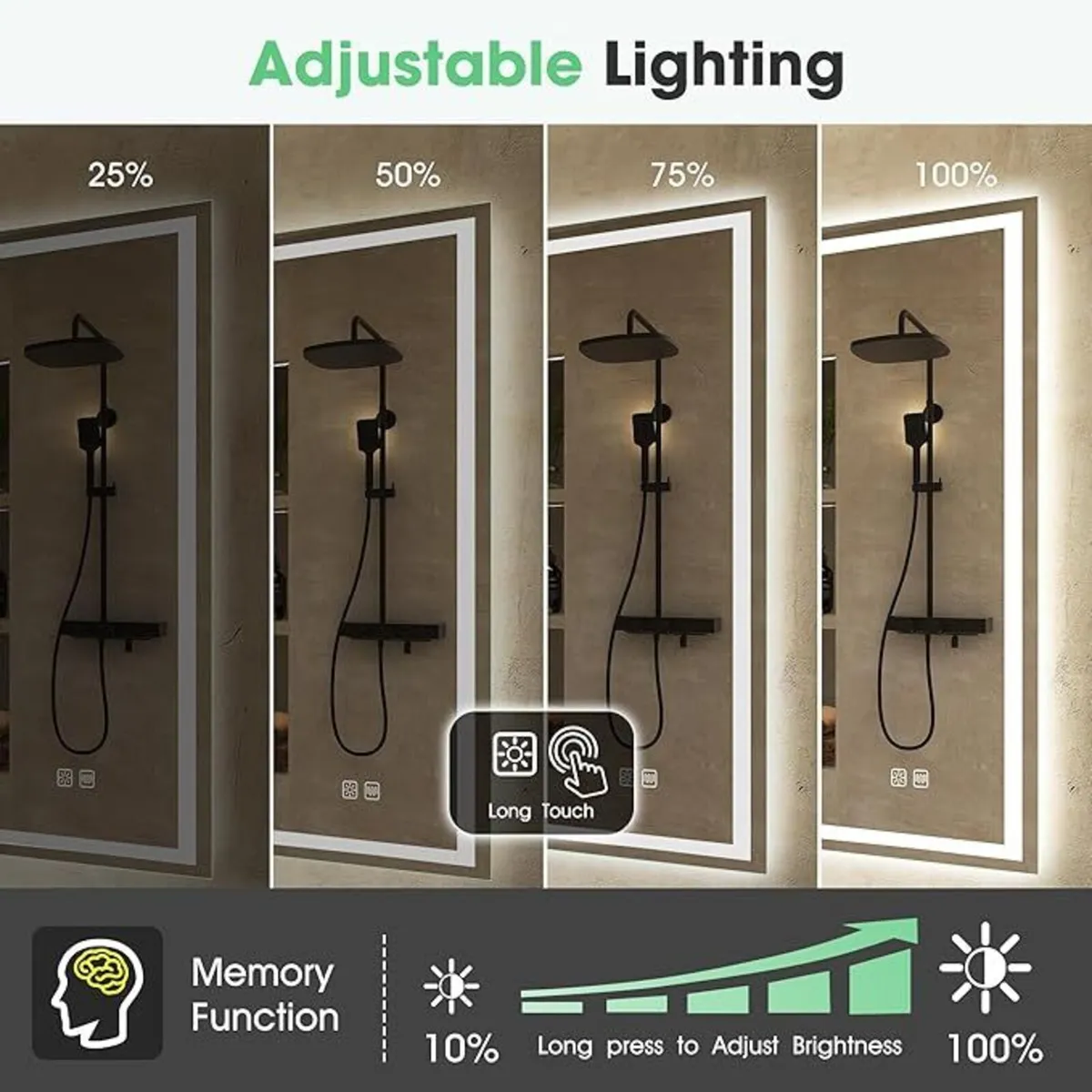 LED Bathroom Mirror with Lighting 800 x 600mm Anti - Image 4