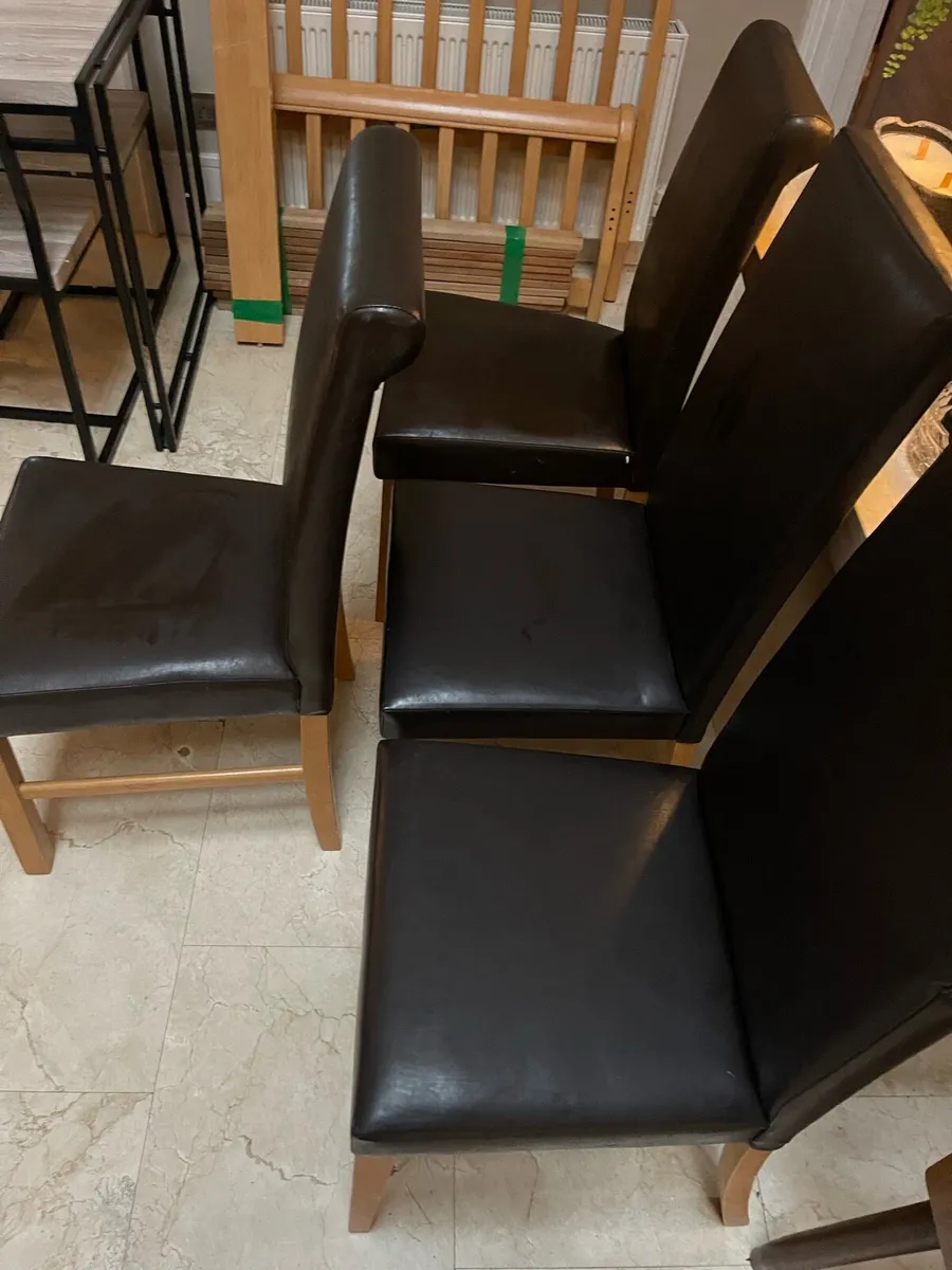 4 x Brown Leather Kitchen Dining Chairs - Deliver - Image 2