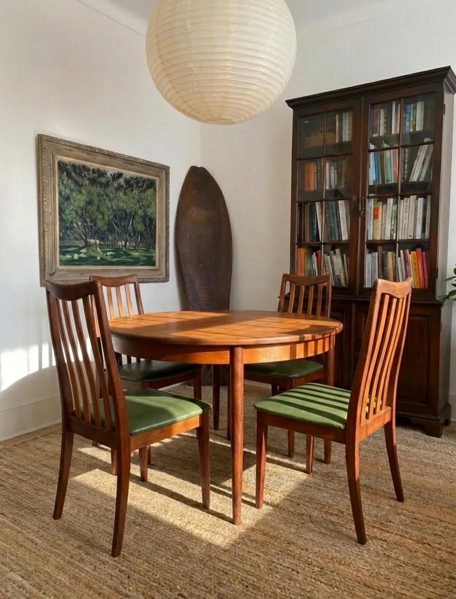 G Plan Extending Teak Dining Table + 4 Chairs - Image 1