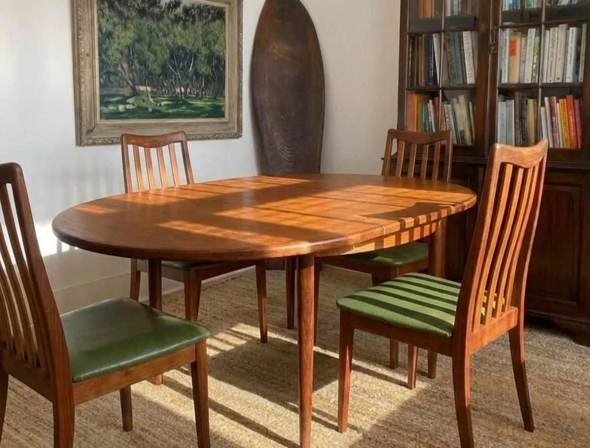 G Plan Extending Teak Dining Table + 4 Chairs - Image 3