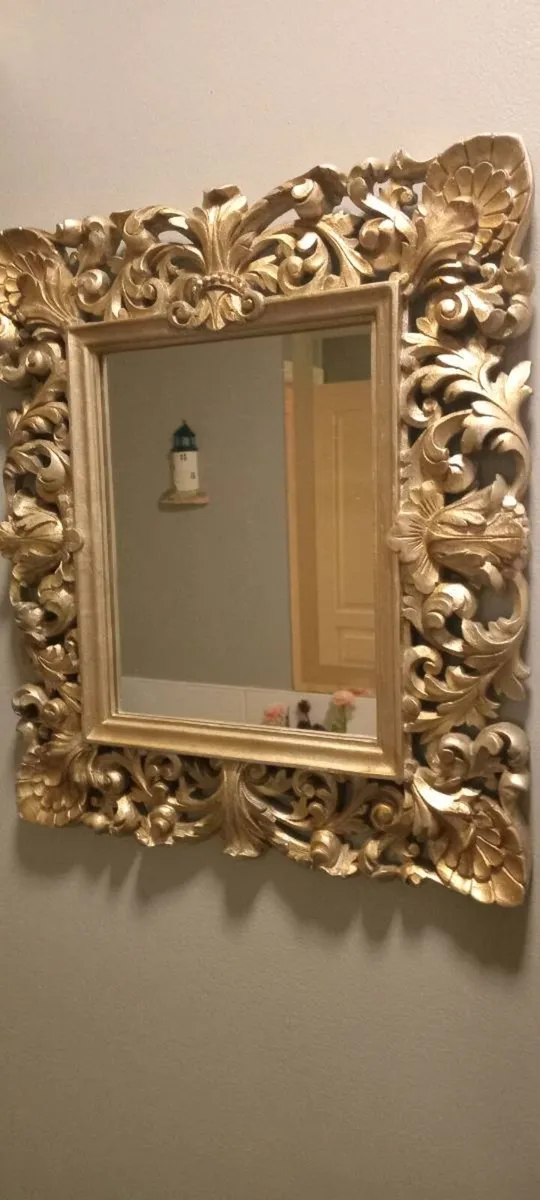 Vintage Rectangle Shape Carved Mirror