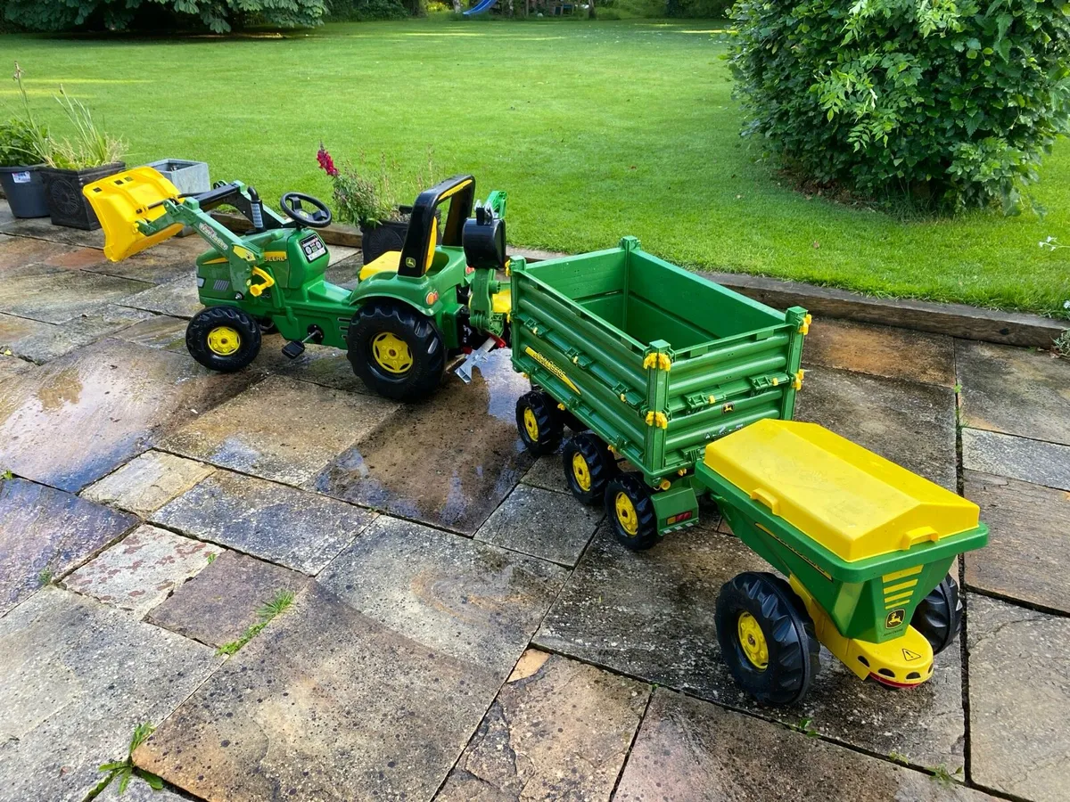 John Deere Tractor, Trailer, Spreader and FL+RL - Image 1