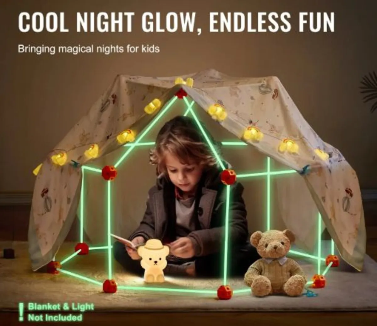 Fort Building Kit for Kids, 140PCS Glow - Image 3