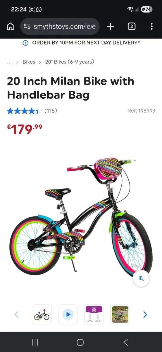 20 Inch Milan Bike with Handlebar Bag - Image 2