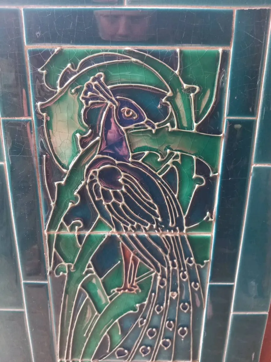 Pair of antique Art Nouveau tiled panels, D18 - Image 4