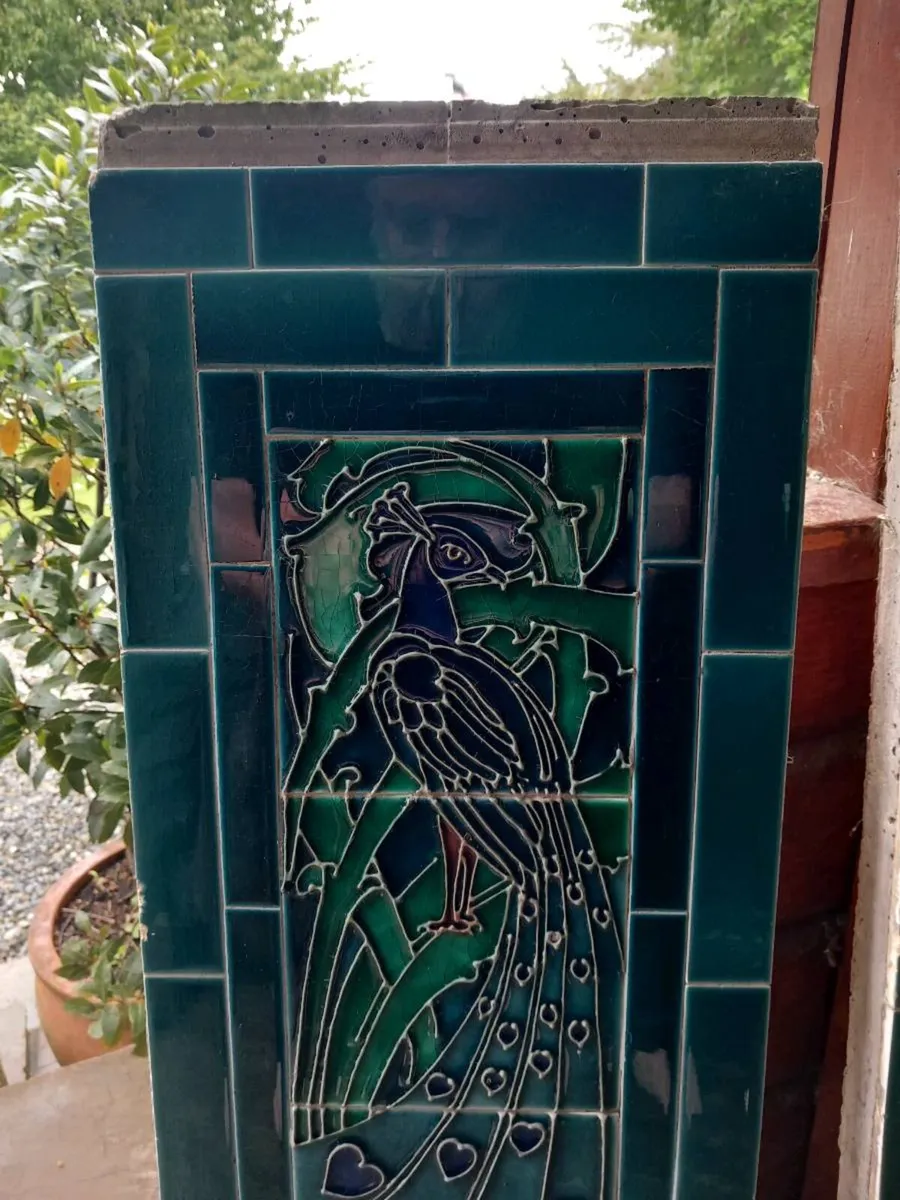 Pair of antique Art Nouveau tiled panels, D18 - Image 3
