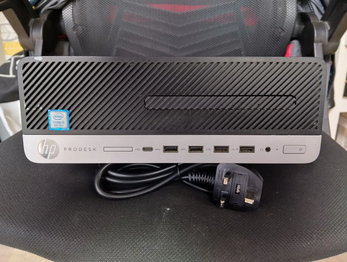 HP ProDesk 600 G4 SFF (i5 8th Gen) and power cable - Image 1