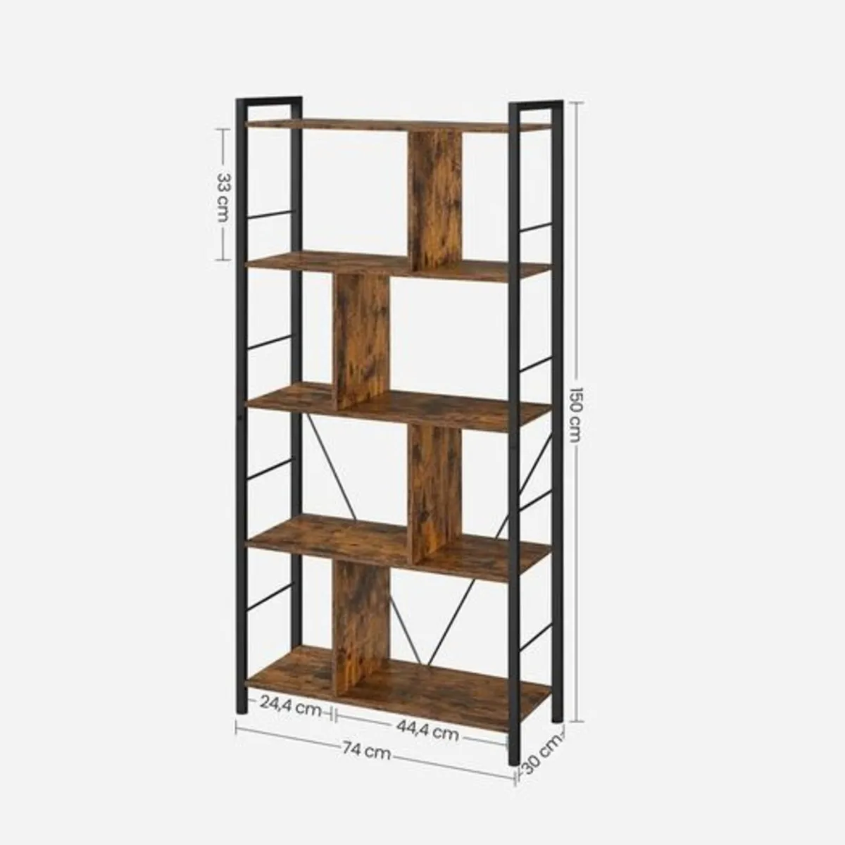 Industrial Bookshelf with 5 Shelves - Image 4