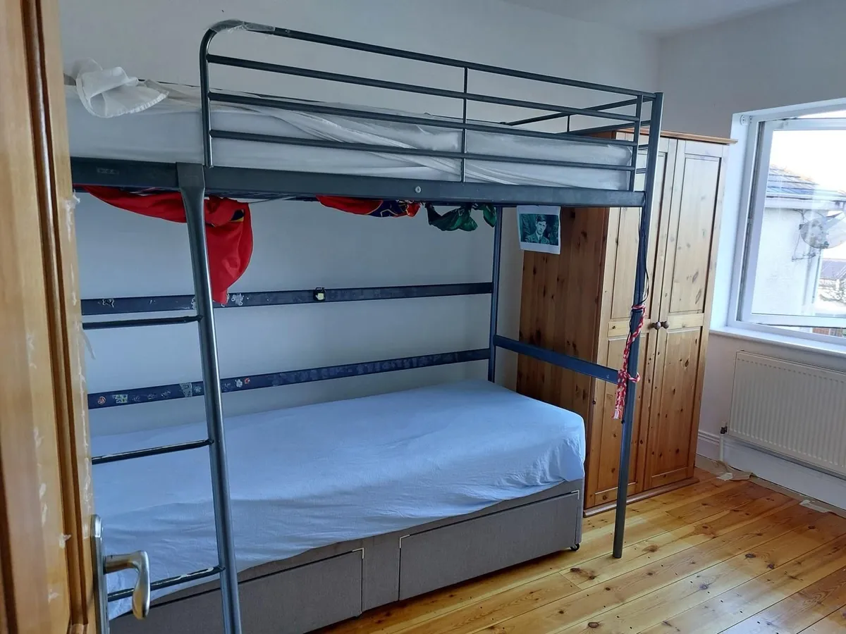 SVÄRTA Loft bed frame, silver-colour, 90x200 cm - Image 3