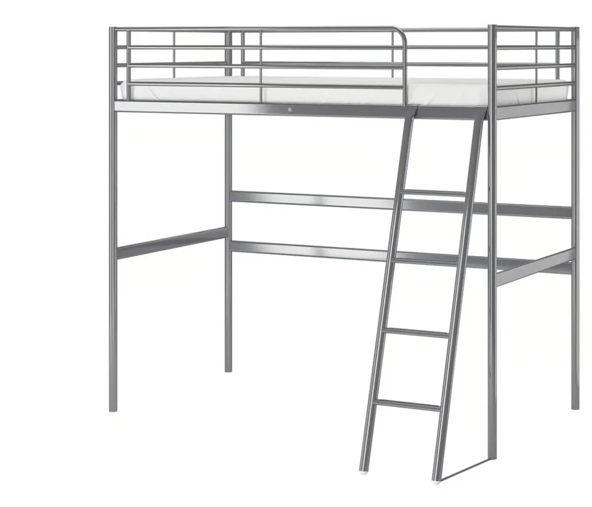 SVÄRTA Loft bed frame, silver-colour, 90x200 cm - Image 1