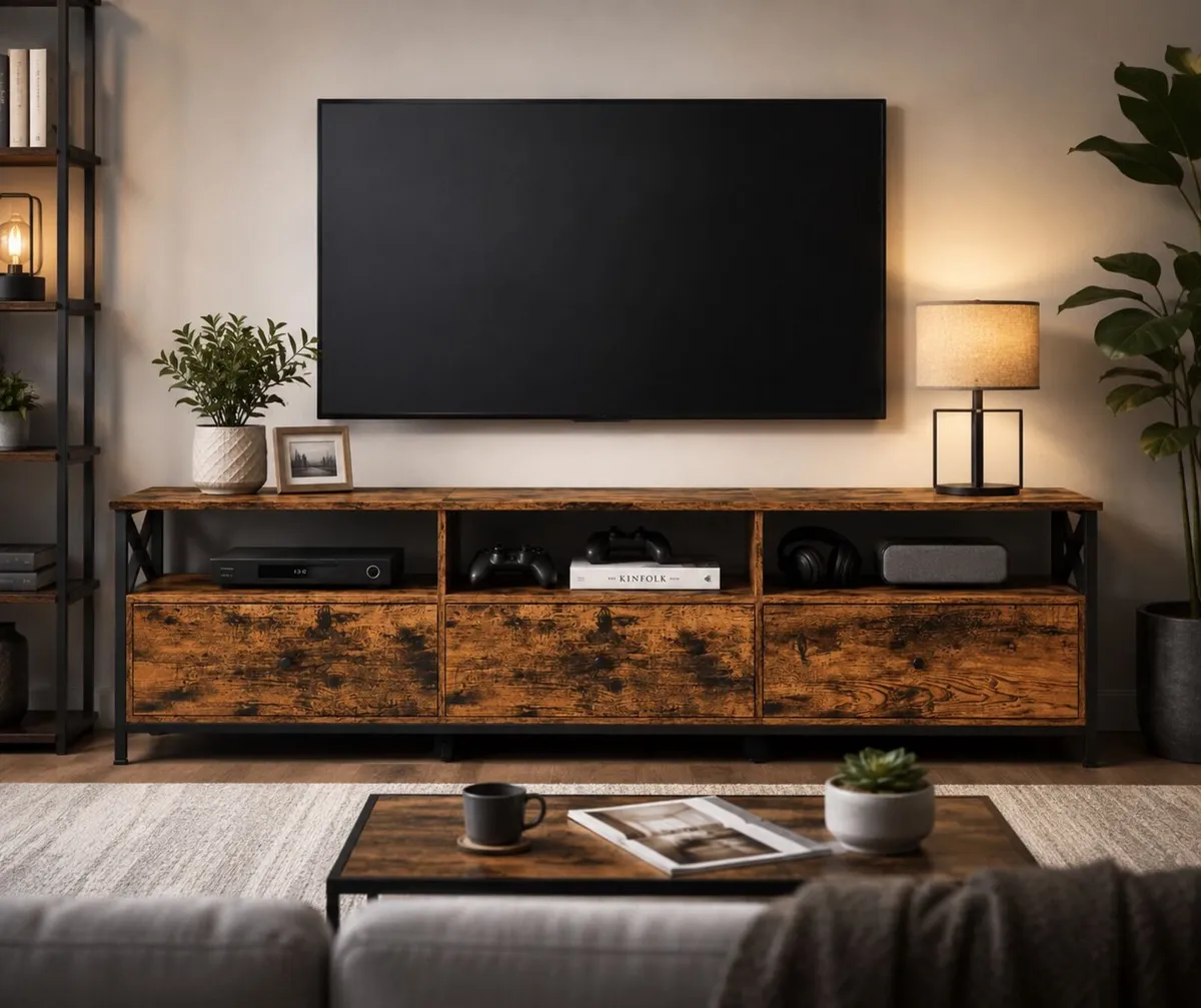 Industrial TV Stand for TVs up to 80 Inches – Rust - Image 2