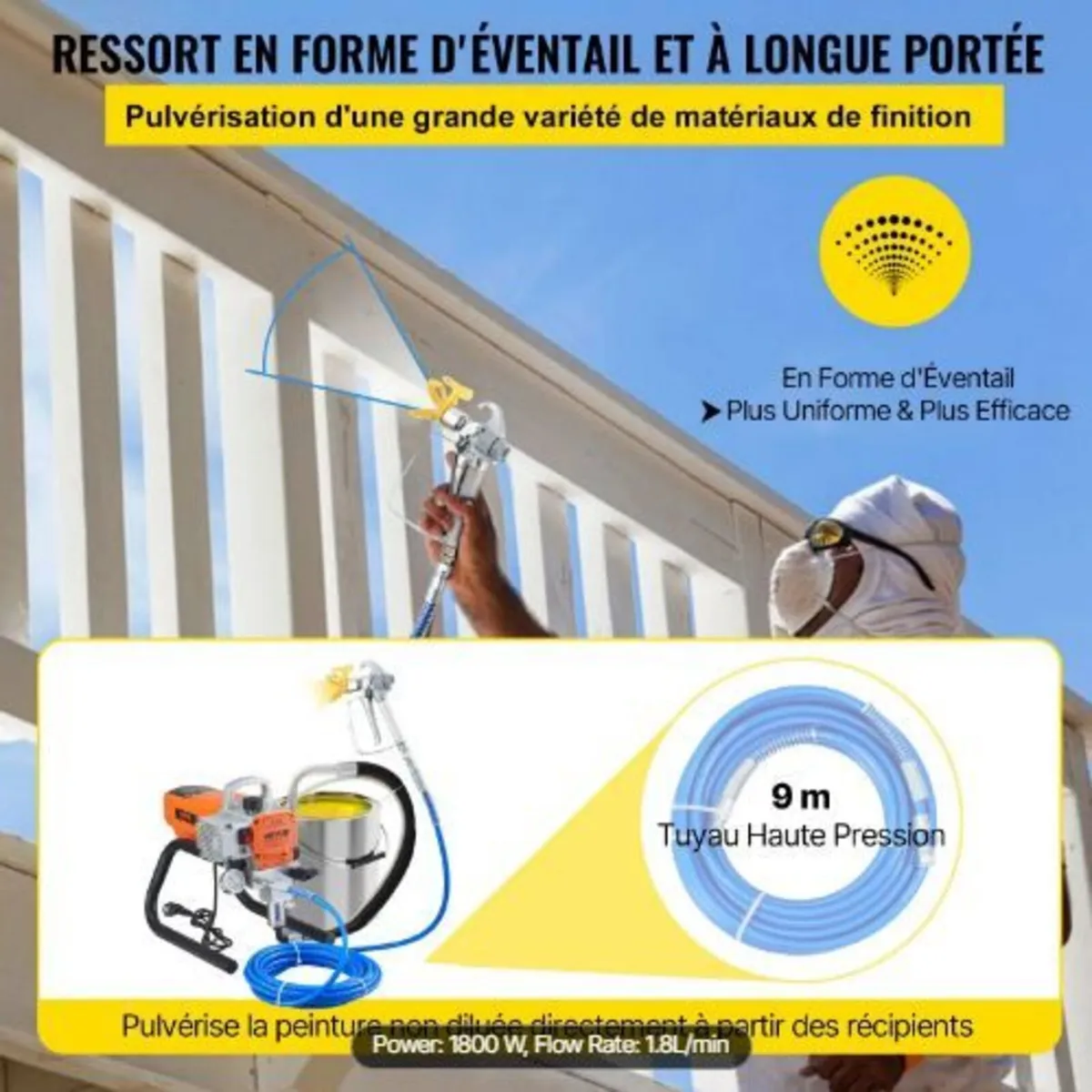 Pro Airless Wall Paint Sprayer, 1800W - Image 2