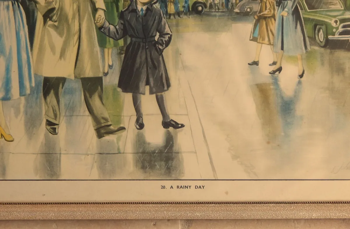 Vintage John Baker Print ‘A Rainy Day’ c1950s - Image 3