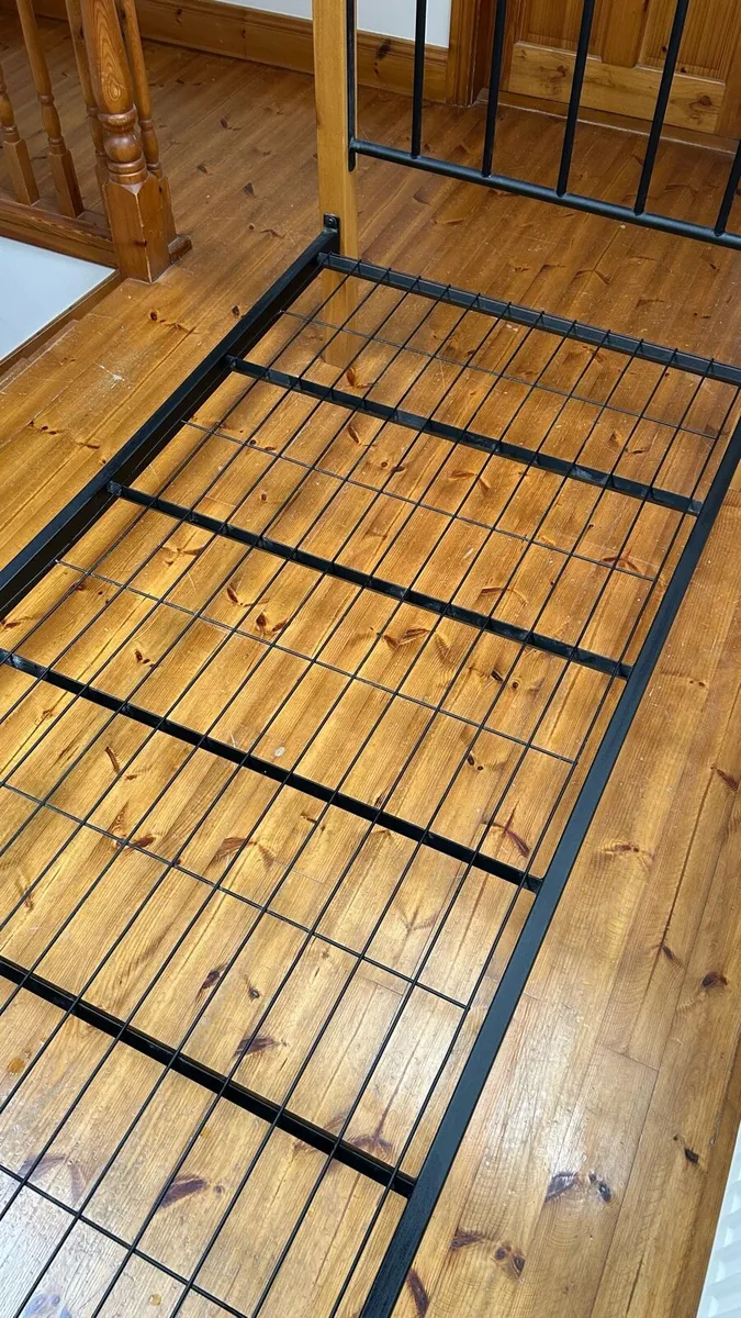 Single Bed Frame - Black Metal and Pine Wood - Image 3