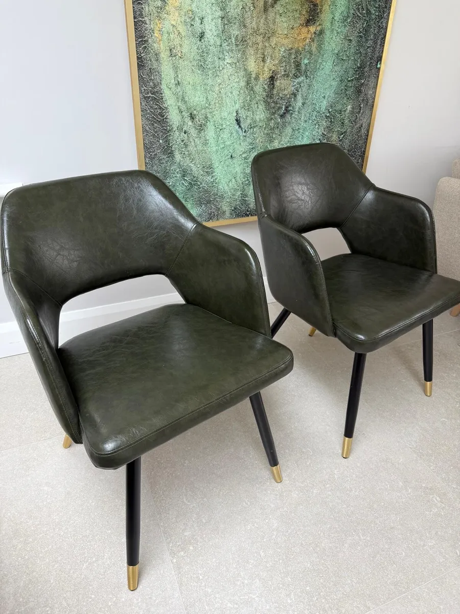 Two green kitchen chairs - Image 1
