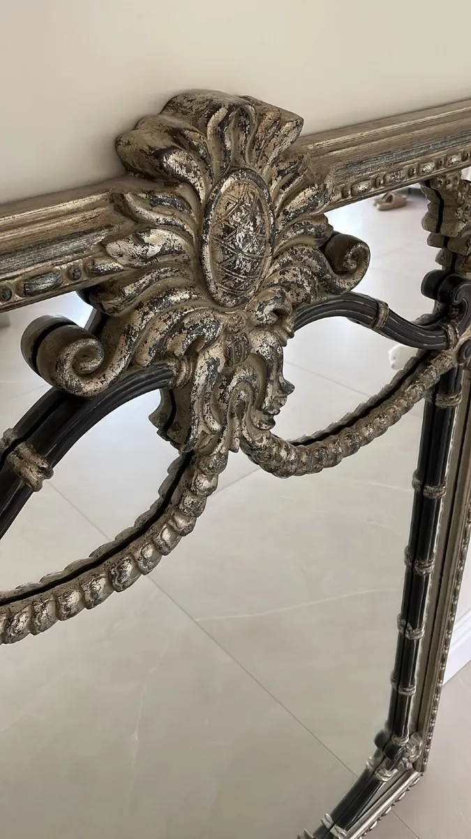 Large Ornate Solid Wood Wall Mirror – Antique Silv - Image 2