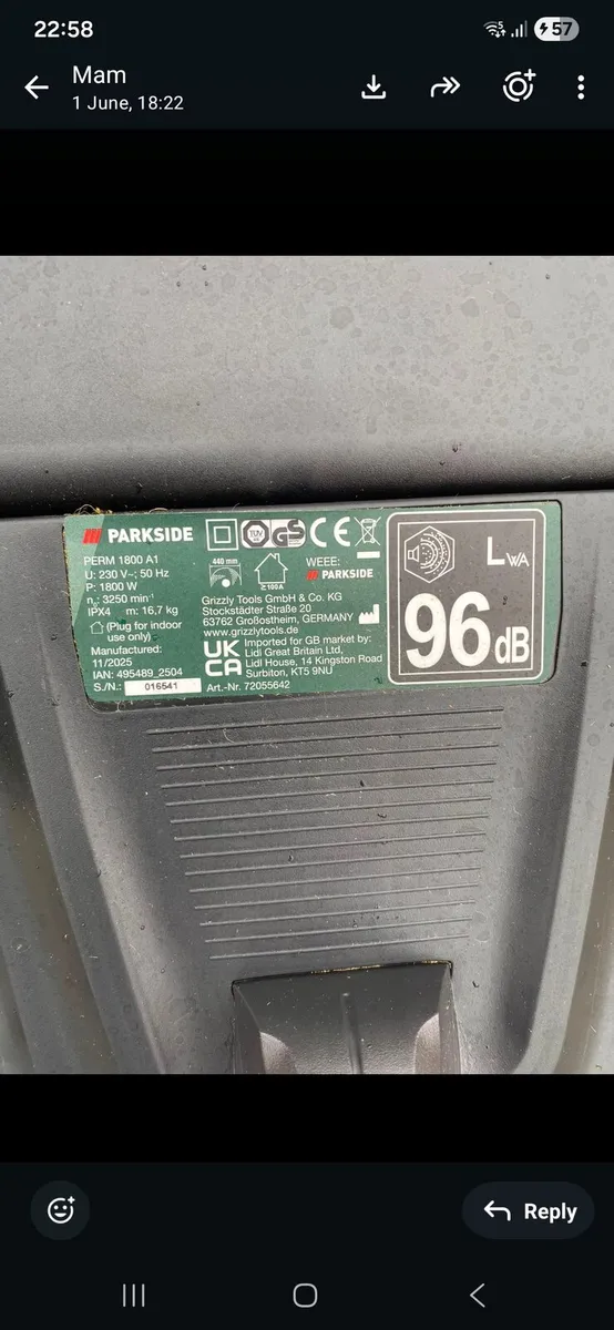 Parkside 1800W Electric Lawnmower - Image 4