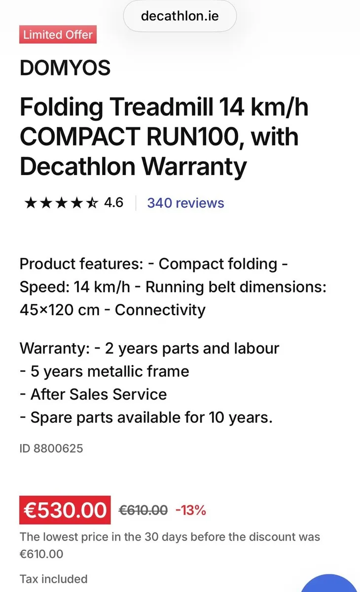 Domyos Compact Run 100 treadmill - Image 3