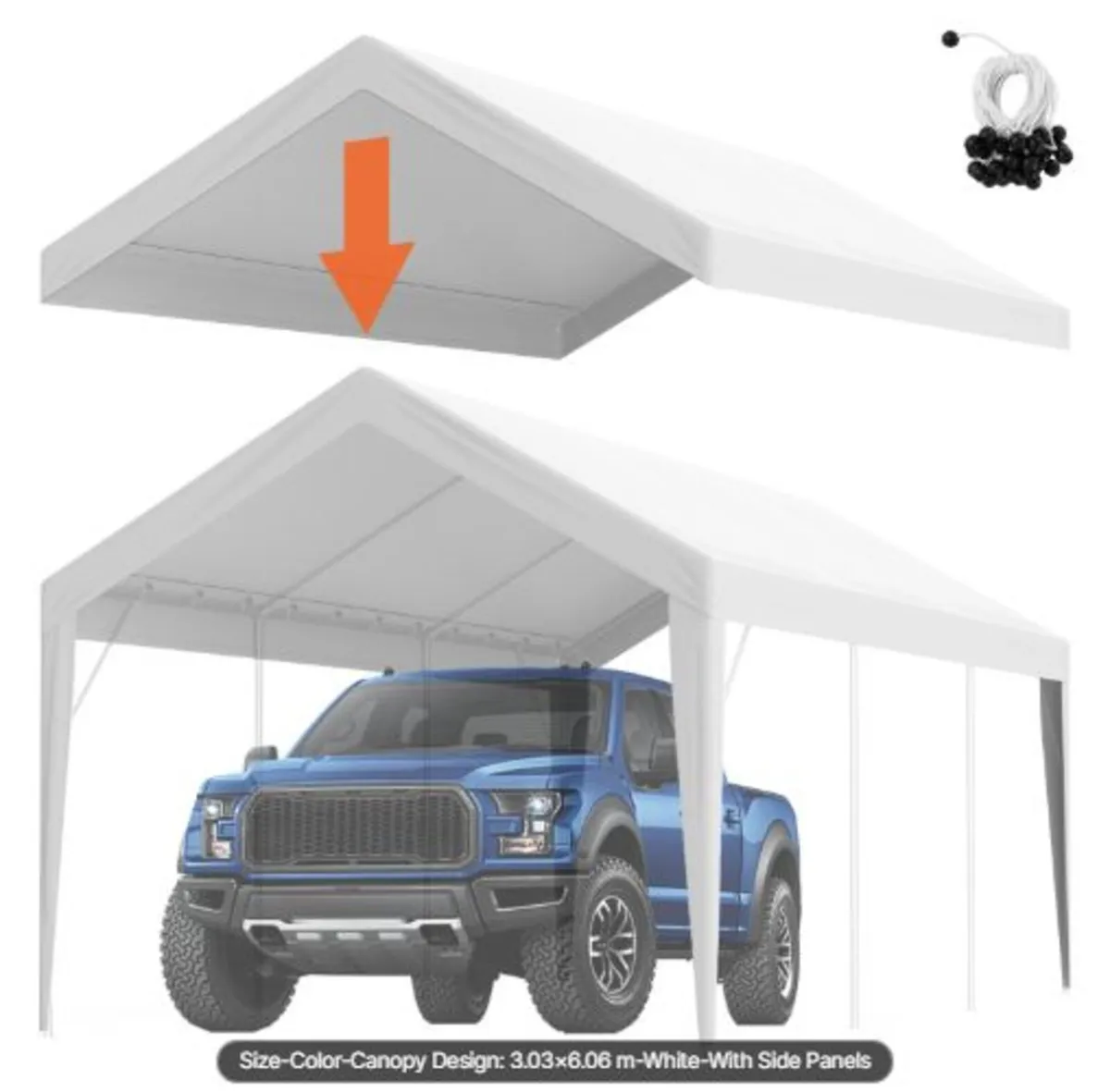 Carport Replacement Canopy Cover 6100 x 3040 mm, - Image 1